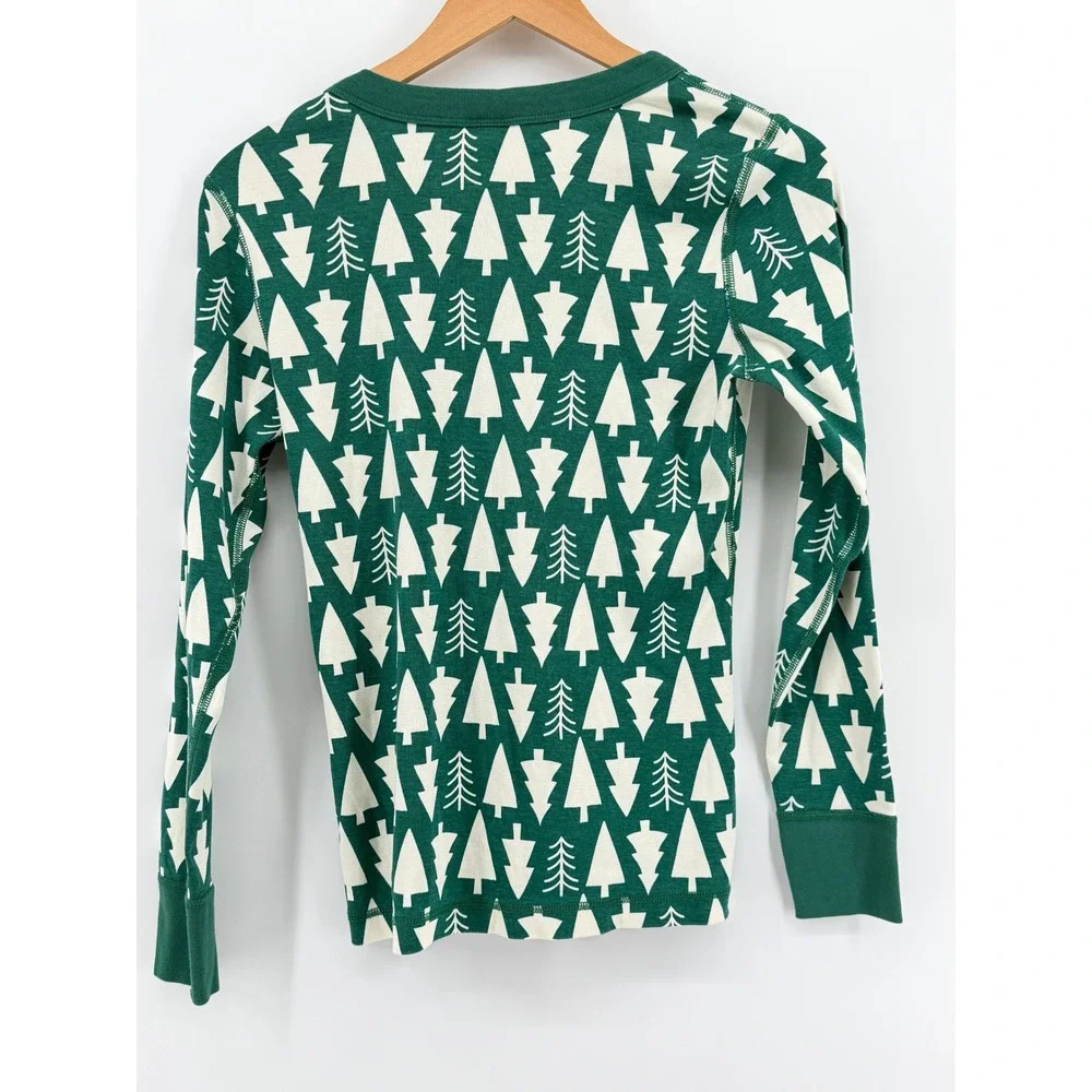Hanna Andersson Christmas Tree Green White Organic Cotton Pajama Top M 016403W